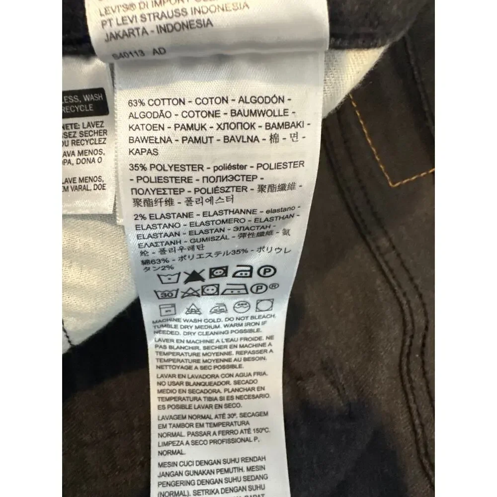 Levi's 511 Slim Fit Jeans Men's 36x30 Black Stretch Denim Regular Tapered Defect